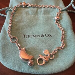 Tiffany & Co. Crescent Moon Chain Bracelet 7.4" Sterling Silver 925 (12.15g)